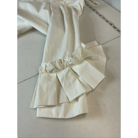 COS womens size S white tunic shirt top EU 38 Crisp poplin 3/4 slv Ruffle trim - Picture 6 of 7